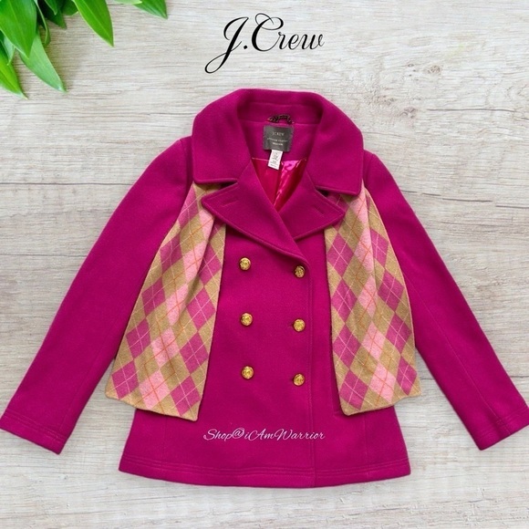 J. Crew fuchsia pink double breasted stadium cloth peacoat *shop@iamwarrior - Picture 5 of 13